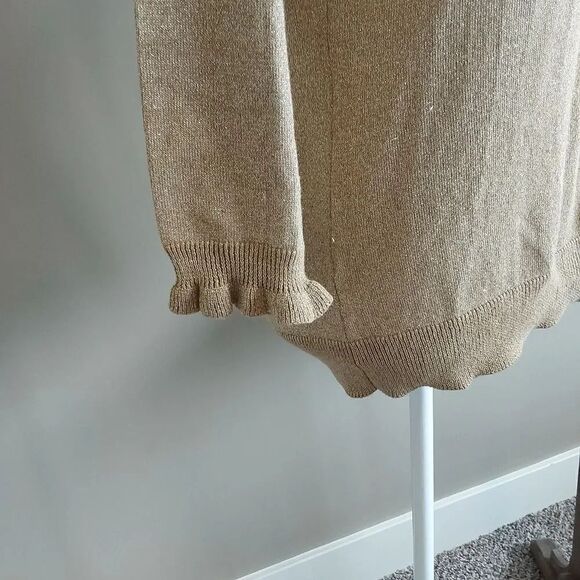 Chaps Classics Sweater-Gold Lurex Glitter Sz L - Picture 5 of 8